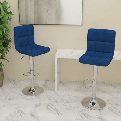 vidaXL Scaune de bar, 2 buc., albastru, material textil foto