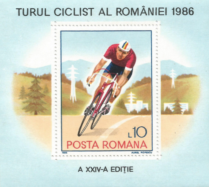 Rom&acirc;nia, LP 1167/1986, Turul ciclist al Rom&acirc;niei, coliță dantelată, MNH