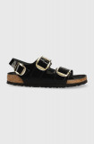 Birkenstock sandale de piele Milano Big Buckle femei, culoarea negru 1024211