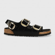 Birkenstock sandale de piele Milano Big Buckle femei, culoarea negru 1024211