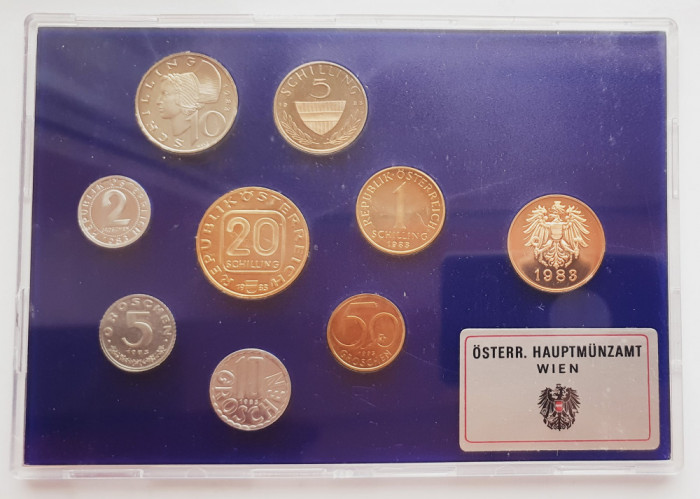 M01 Austria set monetarie 8 monede 1983 2, 5, 10, groschen 1, 5, 10 20 Schilling