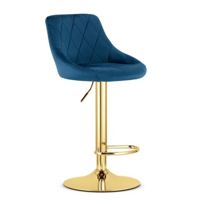 Scaun de bucatarie/bar, Artool, Kast, rotativ, catifea, bleumarin si auriu, 45.5x49x85-105 cm foto