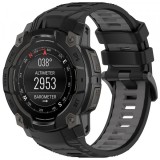 Curea Techsuit W077 pentru Garmin Instinct 3 45mm Solar / Instinct 3 45mm, Neagra Gri