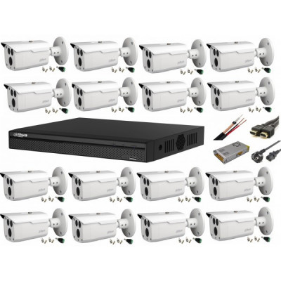 Sistem supraveghere video Full HD cu 16 camere Dahua 2MP HDCVI IR 80m, cu toate accesoriile, live internet SafetyGuard Surveillance foto