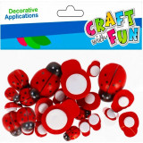 Buburuze din lemn pentru activitati crafts,diferite dimensiuni,24 de bucati set