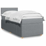 Cumpara ieftin Pat box spring cu saltea, gri deschis, 90x200 cm, textil