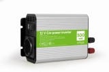 INVERTER GEMBIRD cu sinusoida simulata, Inverter auto, 500W, Schuko x 1, USB 5V / 2.1A, baterie 10-16V, &quot;EG-PWC500-01&quot;, (timbru verde 4 lei)