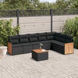 Cumpara ieftin Gossi set mobilier de gradina cu perne, 8 piese, negru, poliratan