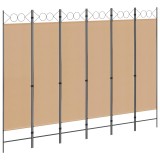 vidaXL Paravan cu 6 panouri Bej 240 x 180 cm Țesătură 42039192