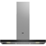 Hota decorativa Beko BHCB96641BBHS, 90cm, Putere de absorbtie 715 mc/h, HeatSense, Air Cleaning Mode, Booster, Lumina ajustabila, Negru