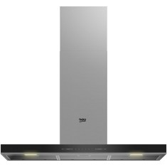 Hota decorativa Beko BHCB96641BBHS, 90cm, Putere de absorbtie 715 mc/h, HeatSense, Air Cleaning Mode, Booster, Lumina ajustabila, Negru