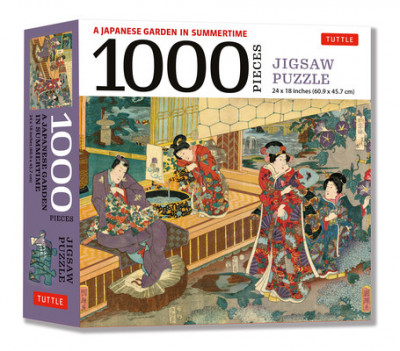 A Japanese Garden in Summertime Jigsaw Puzzle - 1,000 Pieces: A Scene from the Tale of Genji, Woodblock Print (Finished Size 24 in X 18 In) foto