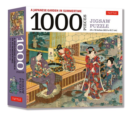 A Japanese Garden in Summertime Jigsaw Puzzle - 1,000 Pieces: A Scene from the Tale of Genji, Woodblock Print (Finished Size 24 in X 18 In)