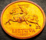 Moneda 10 CENTU - LITUANIA, anul 1991 * cod 3858 = UNC - luciu de batere, Europa