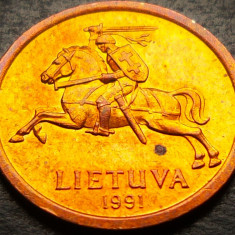 Moneda 10 CENTU - LITUANIA, anul 1991 * cod 3858 = UNC - luciu de batere