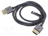 Cablu HDMI Goobay 1m textil negru-gri HDMI 2.0 High Speed 4K