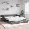 VidaXL Pat de zi cu extensie și sertare, gri &icirc;nchis, 100x200 cm textil 3197468
