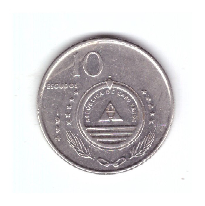 Moneda Capul Verde 10 escudos 1994 Grey-headed Kingfisher, stare buna, curata
