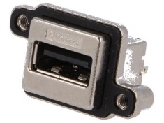 Conector USB A soclu MUSB pentru montare pe panou, in?urubare THT foto