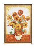 Cumpara ieftin Tablou celebru pictat manual inramat, Vaza cu floarea soarelui, 100x70cm ulei pe panza, reproducere Vincent van Gogh, Magistral