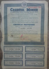 Certificat provizoriu Creditul Minier/ actiuni 150000 lei foto