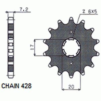 Pinion fata Honda CBR 125/250, 2004-2015, 15 dinti, pas 428, SunStar Cod Produs: MX_NEW SUNF222-15ML foto
