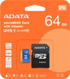 Card micro sd 64gb, clasa 10, UHS-1 U1, cu adaptor, Adata