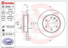 BREMBO 08.D046.11 PRIME LINE - UV Coated Disc frana