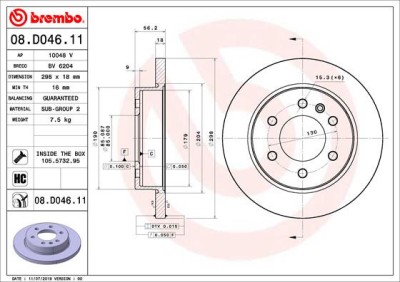 BREMBO 08.D046.11 PRIME LINE - UV Coated Disc frana foto