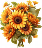 Cumpara ieftin Sticker decorativ, Floarea Soarelui, Galben, 67 cm, 8459ST-4, Oem