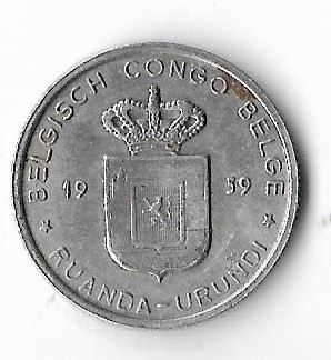 Moneda 1 franc 1959 - Congo Belgian foto