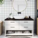 VidaXL Blat de baie, maro &icirc;nchis, 140x60x(2-6) cm, lemn masiv tratat
