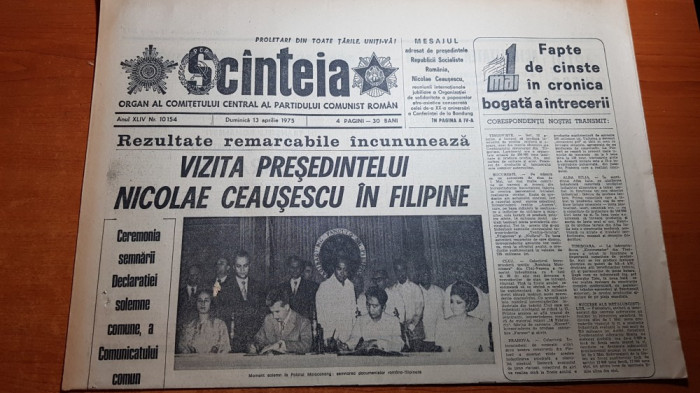 ziarul scanteia 13 aprilie 1975-vizita lui ceausescu in filipine