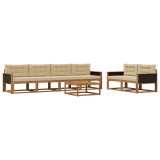 vidaXL Set de canapele de exterior cu pernă 7 pcs Natural și Bej 3382356