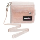 Portofel Carduri Dama, PU Transparent, Glitter Holografic, Curea, 10.5x10cm, Oem
