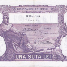 REPRODUCERE bancnota 100 lei 27 martie1914 Romania