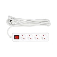 Prelungitor cu intrerupator, 4 prize cu impam&acirc;ntare, 3m Vorel 72529