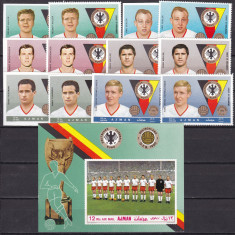 Ajman 1969 sport fotbal MI 362-367 A+B + bl.84B MNH