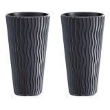 Cumpara ieftin Set 2 ghivece de flori, Sandy Slim, rotunde, inalte, 34.9x62 cm, antracit, Prosperplast