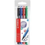 Fineliner Stabilo PointMax, varf 0. 8 mm, set 4 culori, albastru, negru, rosu, verde, blister