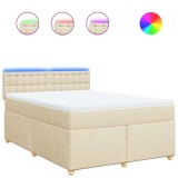 Cumpara ieftin Pat box spring cu saltea, crem, 140x200 cm, textil