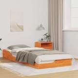 VidaXL Cadru de pat de podea Maro ceruit 80 x 220 cm Lemn masiv de pin