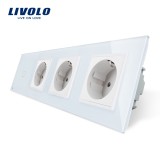 Intrerupator simplu + Priza tripla LIVOLO cu touch din sticla SmartElectro IntelligentHouse