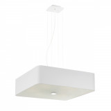 Candelabru Lokko Alb, Țesătură/Sticlă/Oțel, 5 Becuri Pătrate Minimalist De Interior