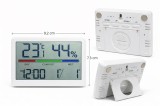 Cumpara ieftin Ceas desteptator digital cu termometru si higrometru, afisaj LCD mare, alarma, calendar, indicator confort, 9.2 x 7.3 cm, alb