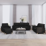 VidaXL Set de canapele cu perne, 4 piese, negru, material textil