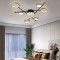 Lustra LED cu telecomanda si cristal GUIDA 38W, 6 Elemente, lumina Rece/Calda/Neutra, Dimabila, Negru Auriu ModernLight Concept
