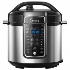 Multicooker sub presiune Midea MY-CS6037WPB, 1000W, 5.7L, 60KPa, Temporizator, 13 programe, Inox / Negru