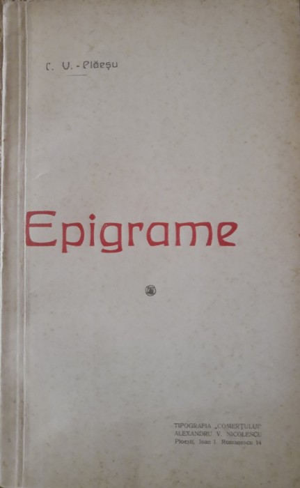 Epigrame - C. V. Plaesu - Interbelica