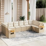 vidaXL Set canapele de grădină cu perne, 10 piese, bej, poliratan 3259566